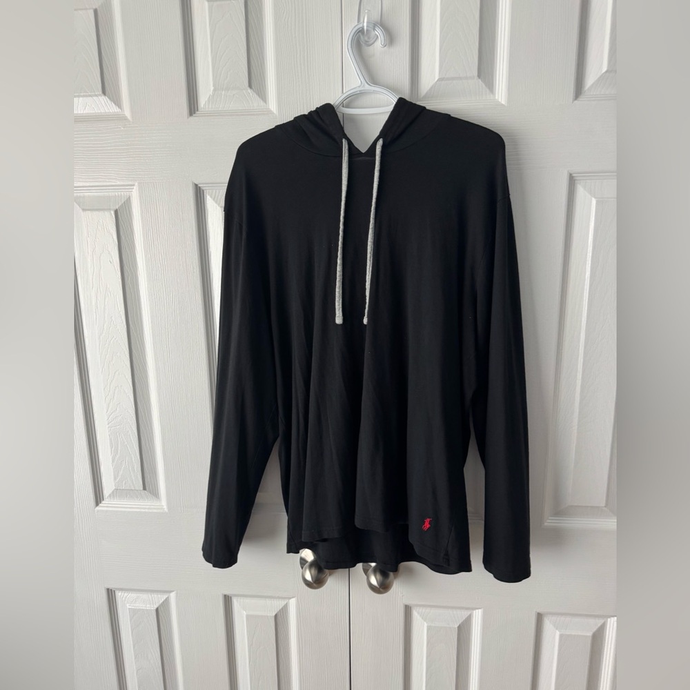 Polo Ralph Lauren Supreme Comfort Lightweight Hoodie Black L Red Pony Logo